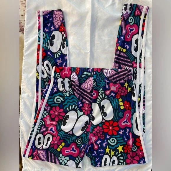 Adidas Leggings Size Small White/Blue/Red/Pink/Green Excellent Condition - Picture 10 of 10